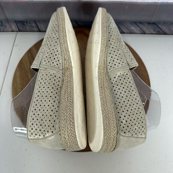 Trask Shoe Womens 9.5 M Paige Espadrilled Jute Metallic Suede Perforated Shimmer - Picture 8 of 12